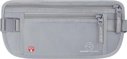 Alpha Keeper Hidden Travel Money Belt - RFID Blocking Waist Wallet & Passport Holder for Women and Men, Anti-Theft Slim Security Pouch