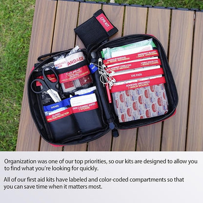 Compact First Aid Kit for Emergency - Basic Emergency Kit for Dorm,Hiking, Backpacking, Camping, Traveling, and Cycling -Small First Aid Kits