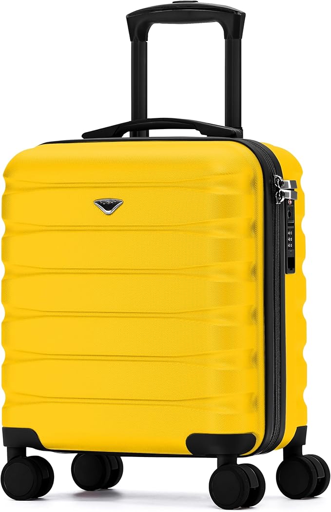 Flight Knight Carry On Suitcase 18x14x8" Hardside Built In TSA Lock & USB Port Lightweight Luggage Silent Double Spinner Wheels Maximum Underseat Carry-On Bag For American & United Approved Airlines