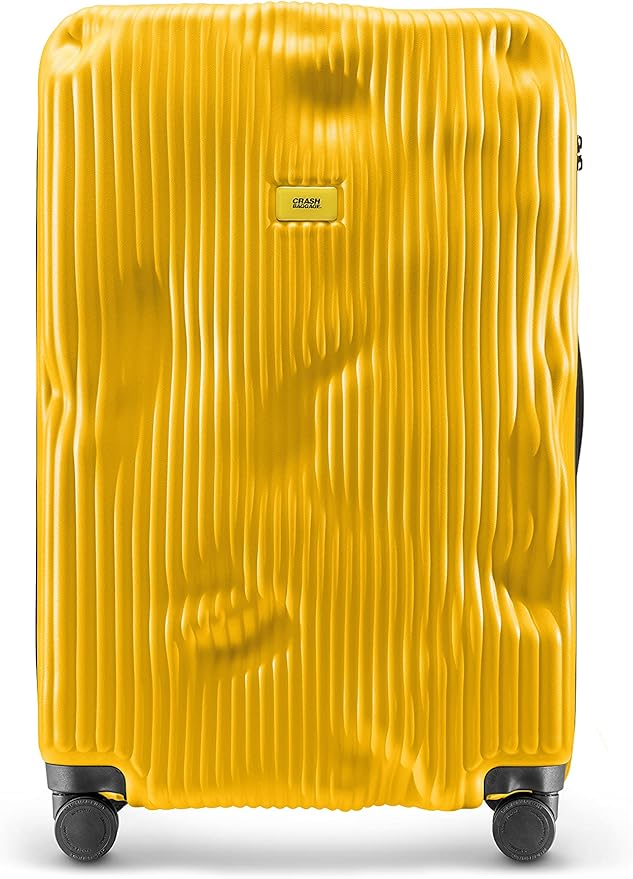 CRASH BAGGAGE Stripe Suitcase | Yellow | 100L | 100% Polycarbonate, TSA-Approved Lock, 360° Spinning Wheels