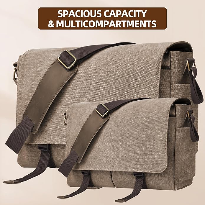 Messenger Bag for men Laptop Bag UnisexRetro Canvas Bag14-15.6 inches Casual single shoulder bag For Work College Travel