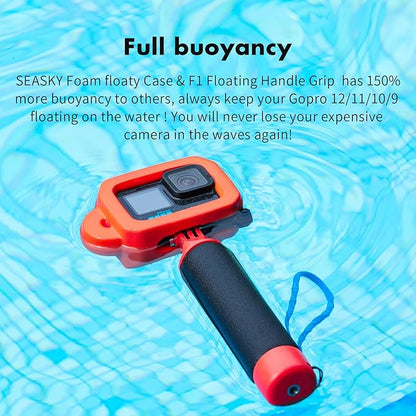 SEASKY Foam Floaty case & F1 Floating Handle Grip Kit Accessories for Gopro Hero 13/12/11/10/9 Sports Action Camera