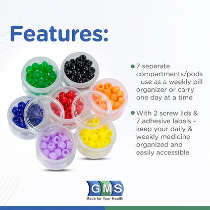 7 Day Medicine Pill Organizer - Stackable Pill Box -Fits Small Tablets & Vitamin Supplements - Keep Your Daily Medicine Organized in One Place - Extra Small - Clear