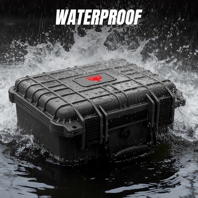 14x 11.5x 6.5 Inch Hard Case, Portable Weather Waterproof Protective Camera Case with Customizable Foam, Fit Use of Drones, Camera, Equipments, Black，upgraded