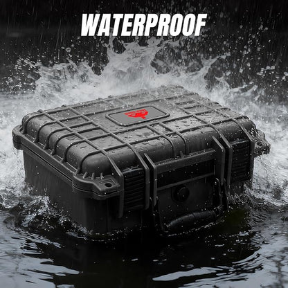 14x 11.5x 6.5 Inch Hard Case, Portable Weather Waterproof Protective Camera Case with Customizable Foam, Fit Use of Drones, Camera, Equipments, Black，upgraded