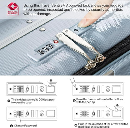 Hanke 26 Inch Large Checked Luggage PC Hard Shell Luggage Top Opening Travel Luggage Suitcases with Wheels for Woman Men.(Grey)