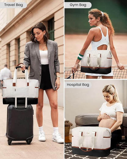 LOVEVOOK Puffer Travel Duffle Bag, Weekender Bags For Women with Shoe Compartment, Carry On Duffel Bags,Hospital Bag for Labor and Delivery