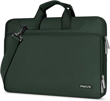 MOSISO 360 Protective Laptop Shoulder Bag Compatible with MacBook Air/Pro, 13-13.3 inch Notebook, Compatible with MacBook Pro 14 inch M5 M4 M3 M2 M1,Matching Color Sleeve with Belt, Emerald Green