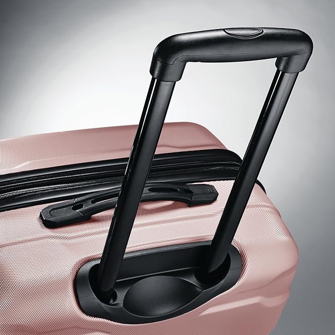 Samsonite Omni PC Hardside Expandable Luggage with Spinner Wheels, Checked 24-Inch, Pink