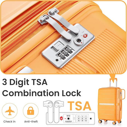 Merax Luggage Set 4 Piece Suitcase with Case Expandable Spinner Wheels Hardshell Airplane Approved Luggage Sets,Orange,14/20/24/28