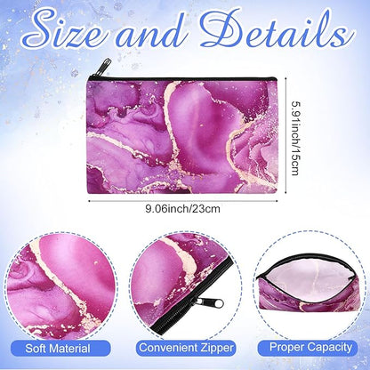 Hillban 36 Pcs Marble Makeup Bags Marble Gifts Cosmetic Bags for Women Travel Toiletry Pouch with Zipper Portable Organizer Pouch for Cosmetics Makeup Brushes, 12 Styles
