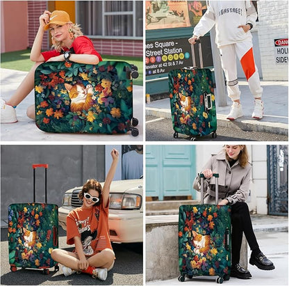 ANNA QUEEN Dreamy Cat Luggage Cover, Cat Sleeping in a Flower Field Design, Stretchable, Washable Travel Protector for 24-26 Inch Luggage
