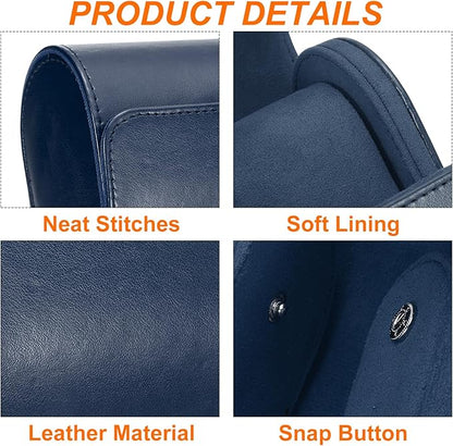 HARFINGTON Watch Roll Travel Case Single Slot Portable Leather Watch Case for Men and Women, Watches Storage Organizer with Removable Pillows for Traveling, Display, Home Storage, Blue