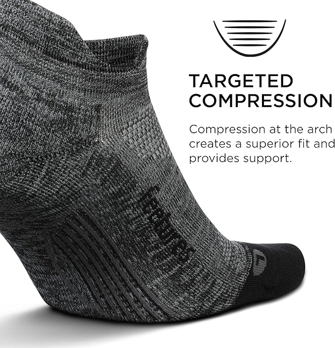 Feetures Elite Light Cushion No Show Tab Athletic Ankle Socks - Sport Sock with Targeted Compression