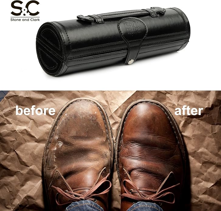 Stone and Clark Leather Shoe Shine Kit - 13 PCS Shoe Polish Kit for Complete Leather Boot Care, Compact & Travel Friendly