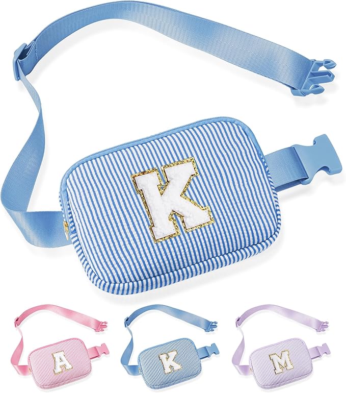 YOOLIFE Christmas Gifts for Girls Kids - Birthday Gifts for 3 4 5 6 7 8 9 10 11 12 13 Year Old Girl | Initial Fanny Pack Belt Bag Purse | Stocking Stuffers for Girls Teen Daughter Sister Blue K