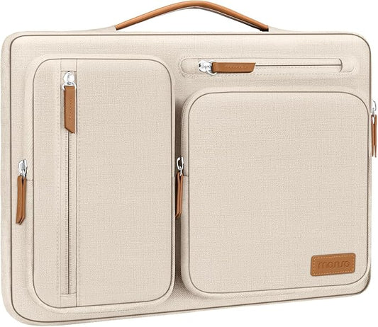 MOSISO 360 Protective Laptop Case 13.3 inch, 13-13.3 inch Laptop Sleeve Compatible with MacBook Air/Pro 13 / Pro 14,HP Dell Acer ASUS,Side Open Carrying Case with 4 Zipper Pockets&Handle, Sand