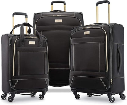 American Tourister Belle Voyage Softside Luggage with Spinner Wheels, Black, Checked-Medium 25-Inch