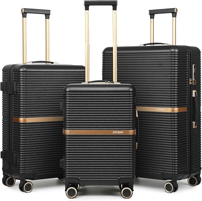 Joyway Lightweight Carry-On Luggage 20 Inch with Spinner Wheels, TSA Lock, Durable ABS Hardshell Suitcase for Business & Travel (Black, 20/24/28 Inch)
