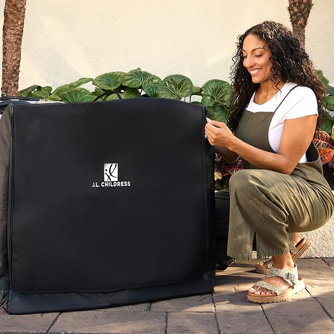 J.L. Childress Universal Stroller Travel Bag for Airplane - Fits Most Baby Strollers, Flying Essentials, Airport Accessories for Gate or Luggage Check, ID Card, AirTag Compatible - Medium, Unpadded