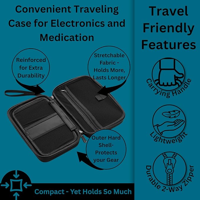 Caseling Hard Case - 9.8” x 5.6”x 2.8” - for Universal Electronics/Accessories EVA Protection Hard Travel Organizer Carrying Bag - Black