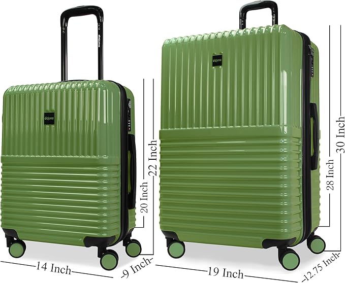 World Traveler Dejuno Tonal Lightweight Polycarbonate Hardside Expandable Spinner Luggage Suitcase with TSA Lock, Matcha, 2-Piece Set(20in,28in)