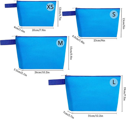 10 Pieces Cotton Canvas Makeup Bag with Bottom and Strap, Multi-Purpose Cosmetic Bag with Zipper Travel Toiletry Pouch, Blank DIY Craft Bag (Blue, XS)