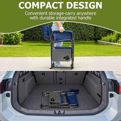 Folding Camping Chair, Heavy Duty Chairs for Adult, Directors Chair, Folding Beach Chair, Oversized Portable Camping Chair with Side Table and Cooler, 400lbs Capacity for Beach, Fishing, Trip, Picnic