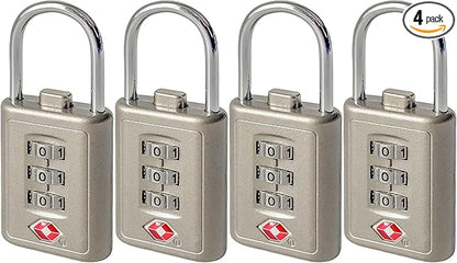Combination Lock TSA Approved Lock 3 Digit Code Padlock Luggage Lock for Bags, Luggage, Backpacks, Toolboxes, Suitcases, Storage Cabinets (4 Pack)