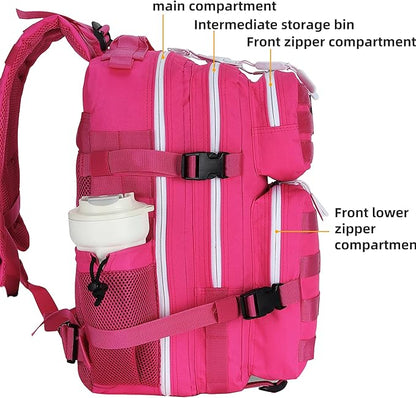 45L Tactical Assault Backpack 3 day assault pack with Molle Waterproof backpack Rucksack for Tactical Backpacks (Rose Red)