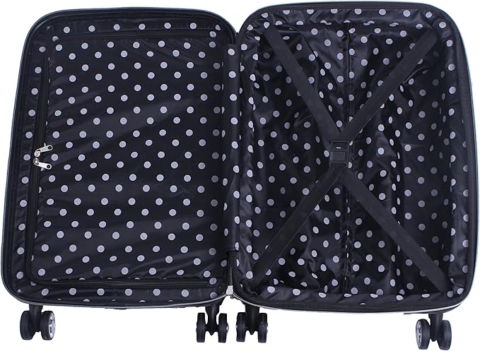 Betsey Johnson Designer Luggage Collection - Expandable 3 Piece Hardside Lightweight Spinner Suitcase Set - Travel Set includes 20-Inch Carry On, 26 inch and 30-Inch Checked Suitcase (Skull Party)
