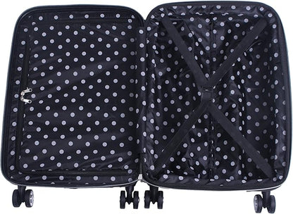 Betsey Johnson Designer Luggage Collection - Expandable 3 Piece Hardside Lightweight Spinner Suitcase Set - Travel Set includes 20-Inch Carry On, 26 inch and 30-Inch Checked Suitcase (Skull Party)