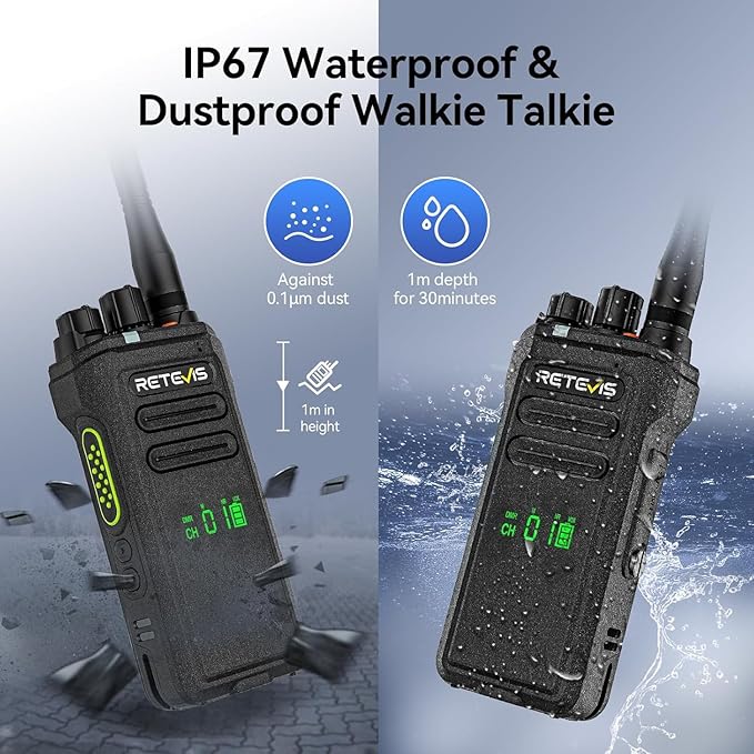 Retevis NR30D DMR Two Way Radios Long Range,Noise Canceling,IP67 Waterproof,TDMA,AES256,15-Hour Battery Life,Compatible with Motorola CP100D,Professional Digital Walkie Talkies for Industrial(2 Pack)