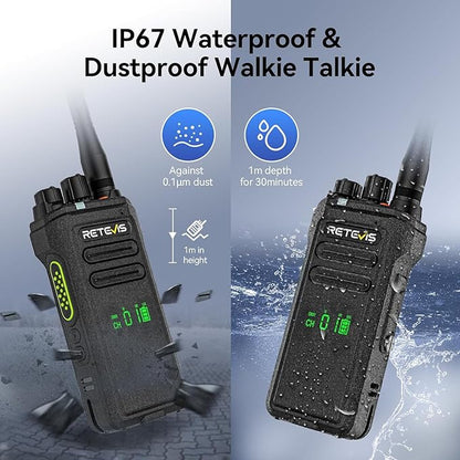 Retevis NR30D DMR Two Way Radios Long Range,Noise Canceling,IP67 Waterproof,TDMA,AES256,15-Hour Battery Life,Compatible with Motorola CP100D,Professional Digital Walkie Talkies for Industrial(2 Pack)