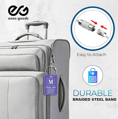 Personalized Luggage Tag | 4 Pack | Custom Luggage Tags for Suitcases | Kids Backpack Tag | 10 Color Options & Choose Font, Font Color