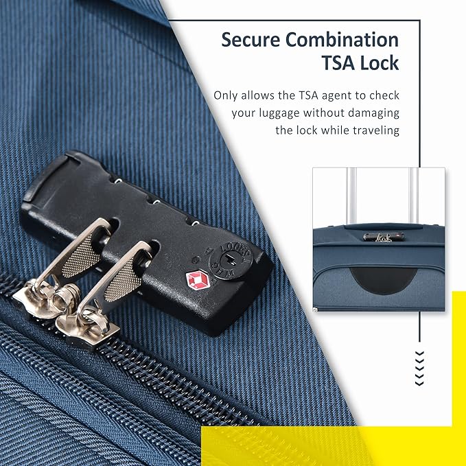 Luggage Sets 3 Piece Softside Expandable Lightweight Durable Softshell Suitcase Sets Spinner Wheels TSA Lock