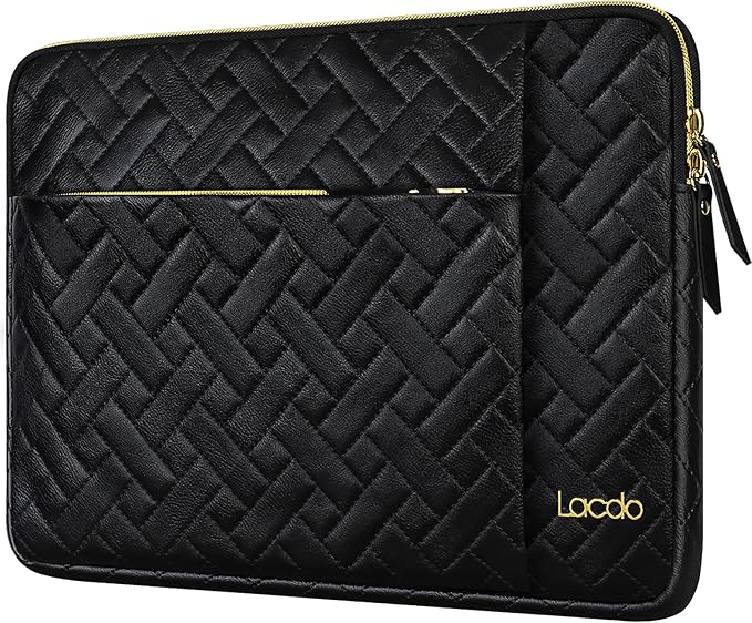 Lacdo Laptop Sleeve Case for 16 inch New MacBook Pro M4/M3/M2/M1 Pro/Max A3403 A3186 A2991 A2780 A2485 2024-2019 | 15" Surface Laptop 7th Copilot+PC/Surface Laptops 6 5 4 Computer Bag, Elegant Black