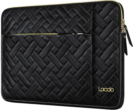 Lacdo 13 Inch Laptop Sleeve Case for 13 inch New MacBook Air M4 A3240 2025, M3 A3113, M2 A2681, M1 A2337 A2179 A1932 2024-2018 | 13" MacBook Pro M2/M1 A2338 A2251 A2289 Computer Bag, Elegant Black