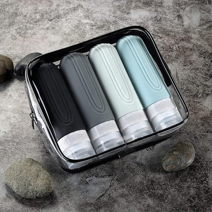 Travel Bottles for Toiletries, Tsa Approved 3oz Travel Size Containers BPA Free Leak Proof Refillable Liquid Silicone Squeezable Travel Accessories for Shampoo Conditioner Lotion (4 Pack)