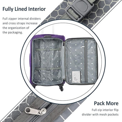 Luggage Sets 3 Piece Softside Expandable Lightweight Durable Softshell Suitcase Sets Spinner Wheels TSA Lock
