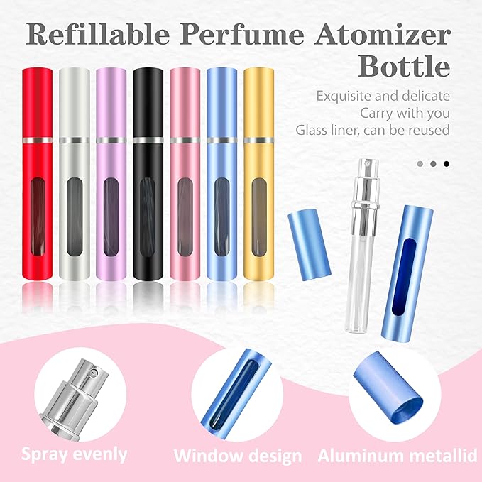 4 Pack Refillable Mini Perfume Atomizer Bottle，Portable Separate Bottles，Travel and Outings Spray Boxes Dispensers 5ml/0.2oz (Blue)