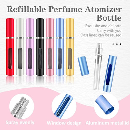 2 Pack Refillable Mini Perfume Atomizer Bottle，Portable Separate Bottles，Travel and Outings Spray Boxes Dispensers 5ml/0.2oz (Blue)