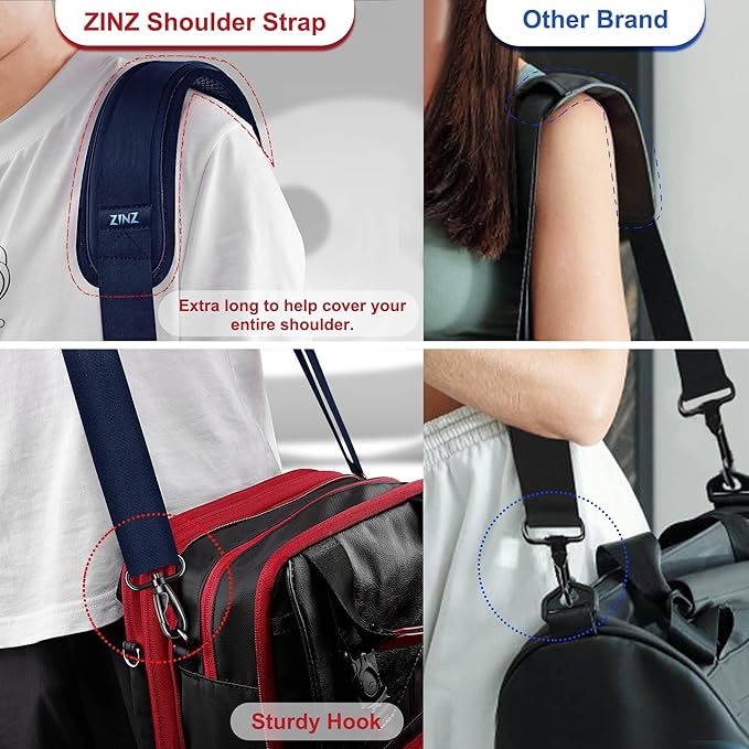 ZINZ 79.5" Universal Strap with Ultra-Thick Fixed Breathable Pad - Adjustable Heavy-Duty Shoulder Strap for Laptop, Crossbody, Luggage, Gym, Camera Bag and More - D01B01