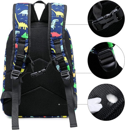 CAMTOP Backpack for Kids, Boys Preschool Backpack with Lunch Box Toddler Kindergarten School Bookbag Set (4-7Years,Dino-Navy Blue, 15/''(L)x11.8/''(H)*5.1/''(W))