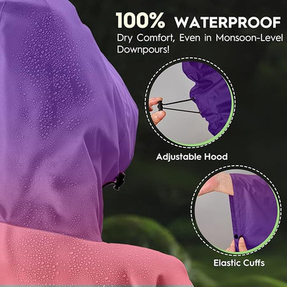 Bruvoalon 3-in-1 Rain Poncho with 1/4 Zip & Chest Pocket, Waterproof, Sunshade, Ground Mat for Adults & Youth Emergency