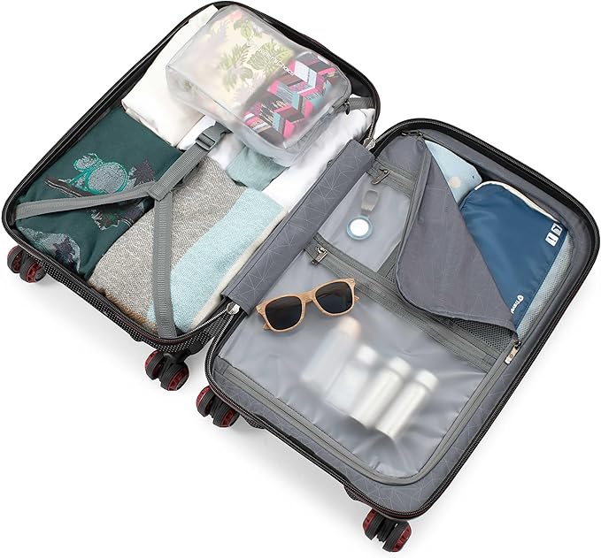 Traveler's Choice Maxporter II 22" Hardside Polycarbonate Spinner Carry-On Luggage, USB Port, TSA Lock, Gray Camo