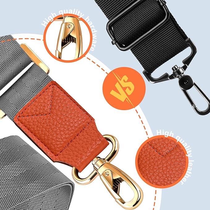 ZINZ 60" Universal Strap with Ultra-Thick Fixed Breathable Pad - Adjustable Heavy-Duty Shoulder Strap for Laptop, Crossbody Luggage, Gym Bag, Camera Bag and More - Gray Orange