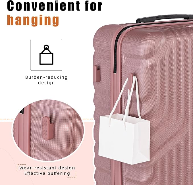 Luggage Sets Suitcase Sets 5 Piece Luggage Sets Suitcase with ABS Hard Shell Lightweight TSA Lock and Double Rotatable Detachable Wheels(RoseGold,20"/24"/28"/DB/TB)