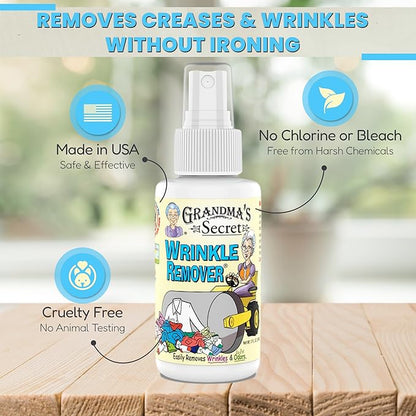 Grandma's Secret Wrinkle Remover Spray - Easily Removes Wrinkles & Odors - Wrinkle Release, Fabric Refresher Spray, Chlorine, Bleach and Toxin-Free - 3 Ounce