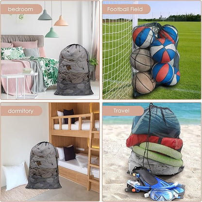Meowoo Large Mesh Laundry Bag, 27×36inch Heavy Duty Mesh Laundry Bags Drawstring Lockable, Laundry Hamper Liner, Machine Washable, for Travel,Storage, Sports Factories, Dorms, Black 1pcs